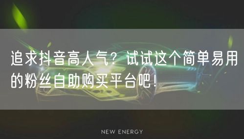 追求抖音高人气？试试这个简单易用的粉丝自助购买平台吧！